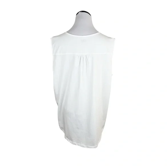 Lands End V-Neck Pintuck Pleated Tank Top White Size XL - Picture 4 of 7